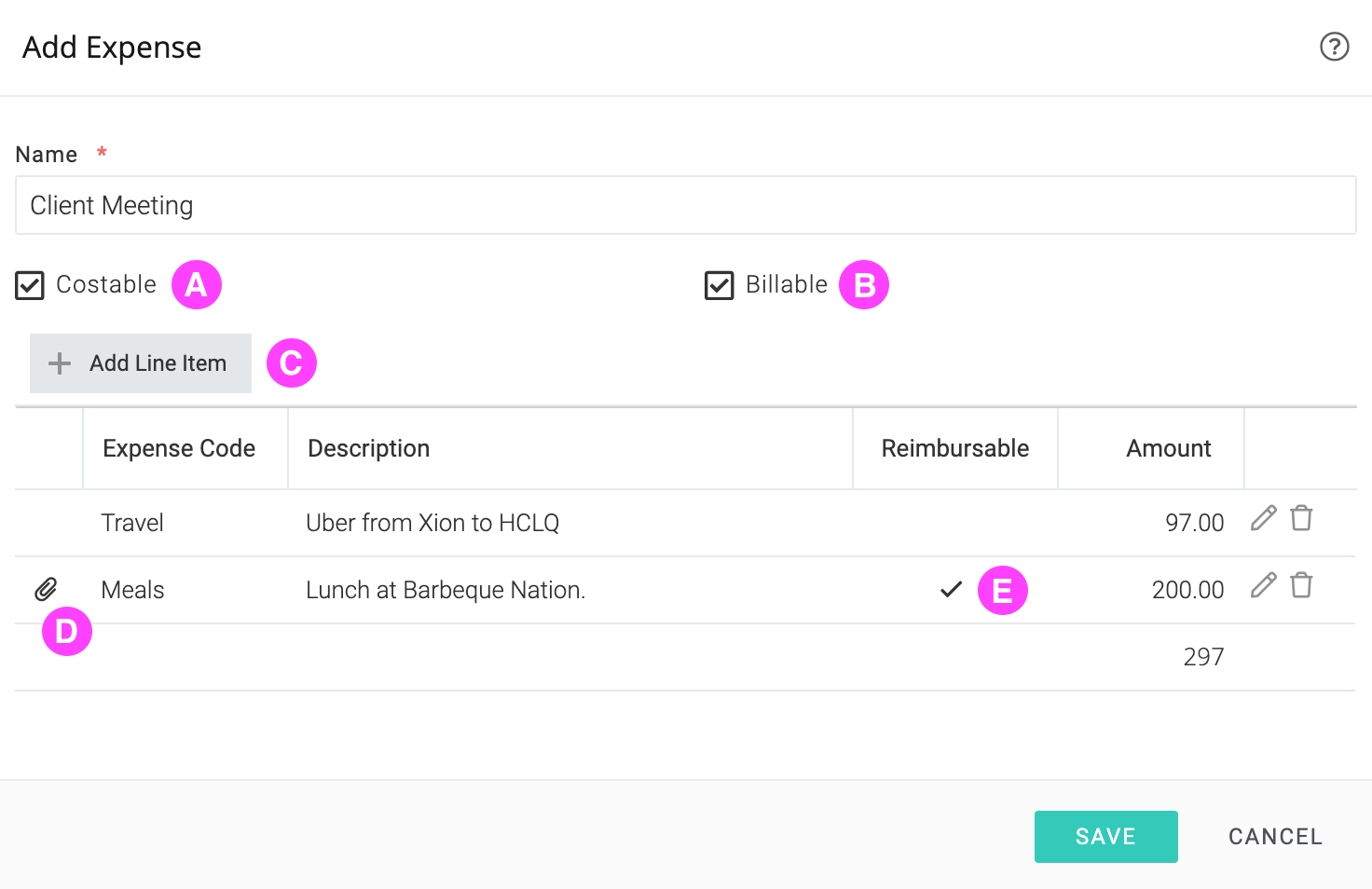 adding expenses in timecamp